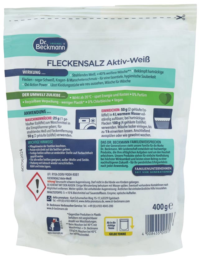 Dr. Beckmann Fleckensalz weiß 400g